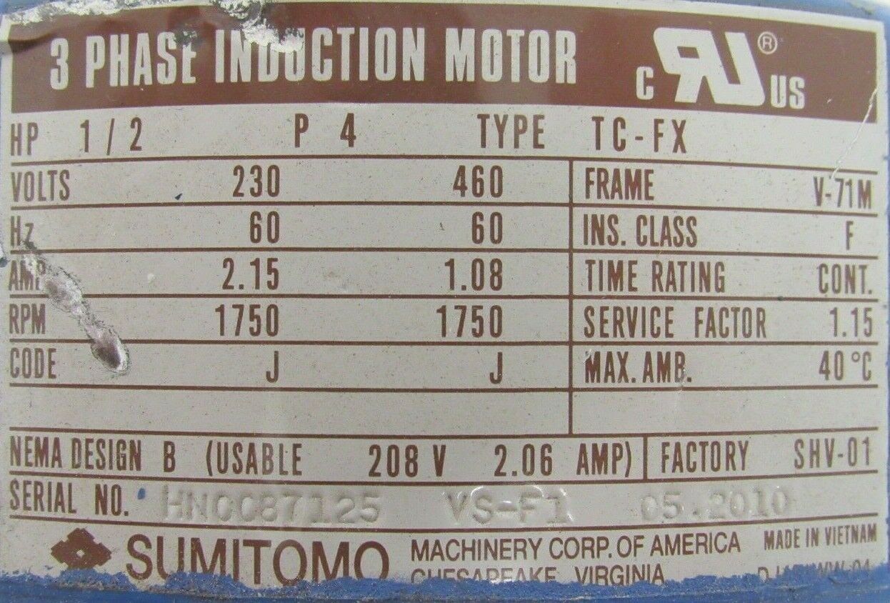 NEW SUMITOMO CNHM05-6095YB-43 GEAR REDUCER 43:1 PA024519 CNHM056095YB43 - Image 4