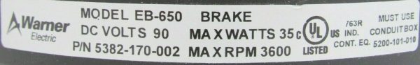 NEW WARNER ELECTRIC 5382-170-002 BRAKE EB-650 5382-111-001 5382170002 - Image 5