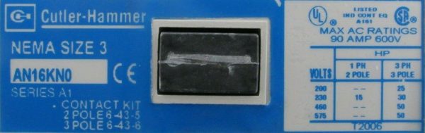 NEW CUTLER HAMMER AN16KN0 STARTER SIZE 3 90A 3P - Image 6