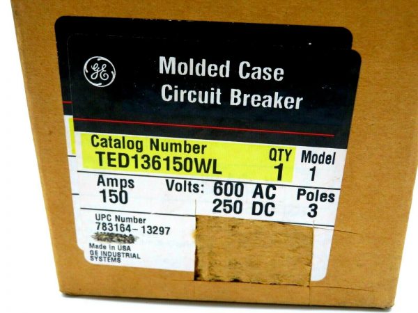 NEW GENERAL ELECTRIC TED136150WL CIRCUIT BREAKER 150AMPS 600AC 250DC 3 POLE - Image 5