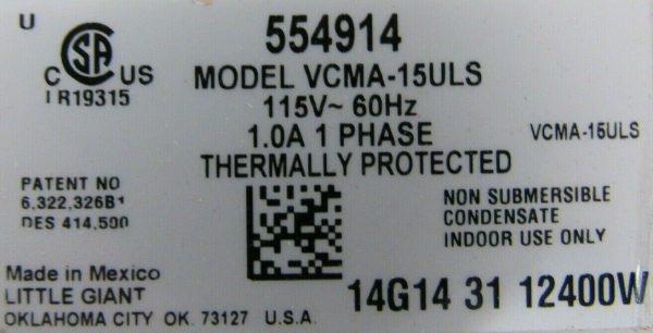 NEW LITTLE GIANT VCMA-15ULS PUMP 554914 2P350C VCMA15ULS - Image 4
