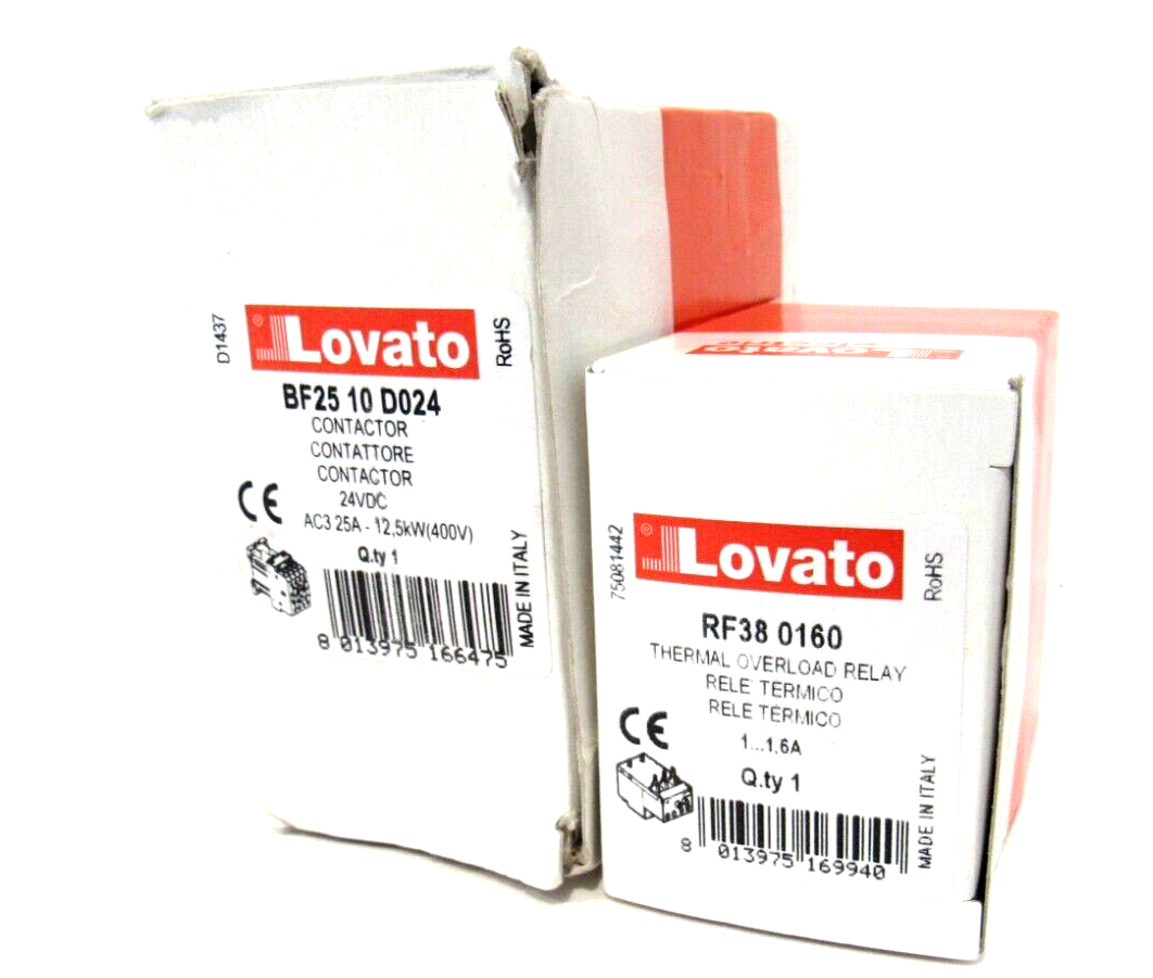 NEW LOVATO BF25 10 D024 CONTACTOR W/ RF38 0160 OVERLOAD RELAY BF2510D024