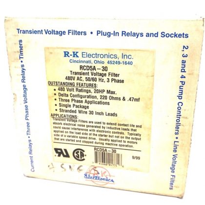 NEW RK ELECTRONICS RCD5A-30 TRANSIENT VOLTAGE FILTER RCD5A30
