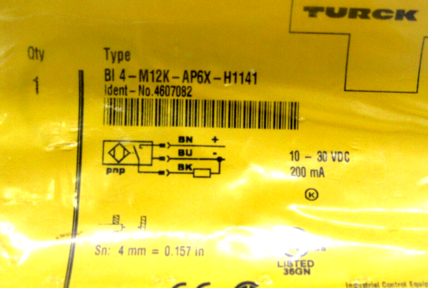 NEW TURCK BI4-M12K-AP6X-H1141 INDUCTIVE SENSOR 4607082 TURCK BI4M12KAP6XH1141 - Image 4