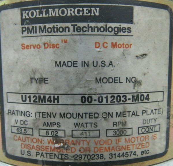 USED KOLLMORGEN 00-01203-M04 SERVO DISC U12M4H 0001203M04 - Image 4
