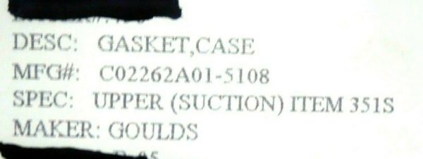 4 NEW GOULDS ARMSTRONG N-8090 GASKET CASE C02262A01-5108 N8090 - Image 4