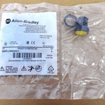 LOT OF 4 NEW ALLEN BRADLEY 800FP-LF5PN3WX11 YELLOW ILLUMINATED PUSH BUTTONS