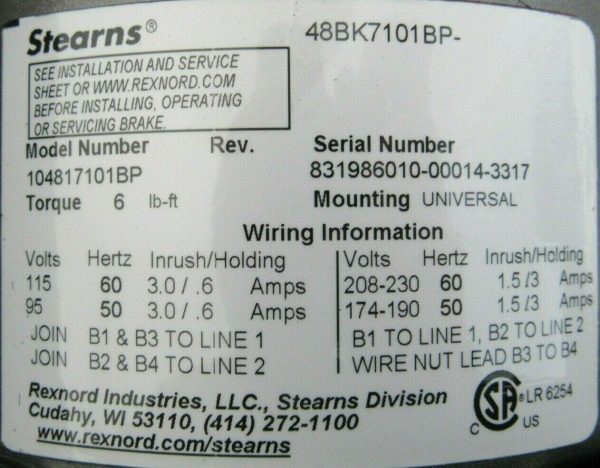 NEW BALDOR VBM3542 BRAKE MOTOR 3/4HP 208-230/460V 34K045-3820-C 48BK7101BP 5/8" - Image 5