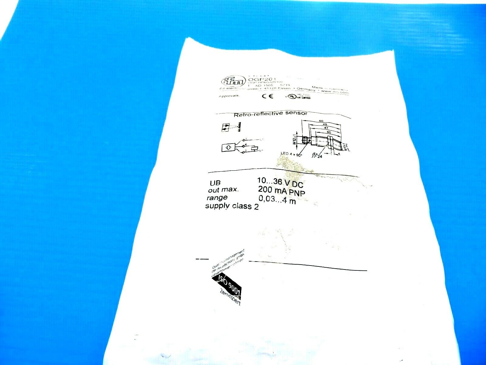 NEW IFM EFECTOR OGP-HPKG/US100-OGP201 RETRO REFLECTIVE SENSOR OGPHPKGUS100OGP201 - Image 3