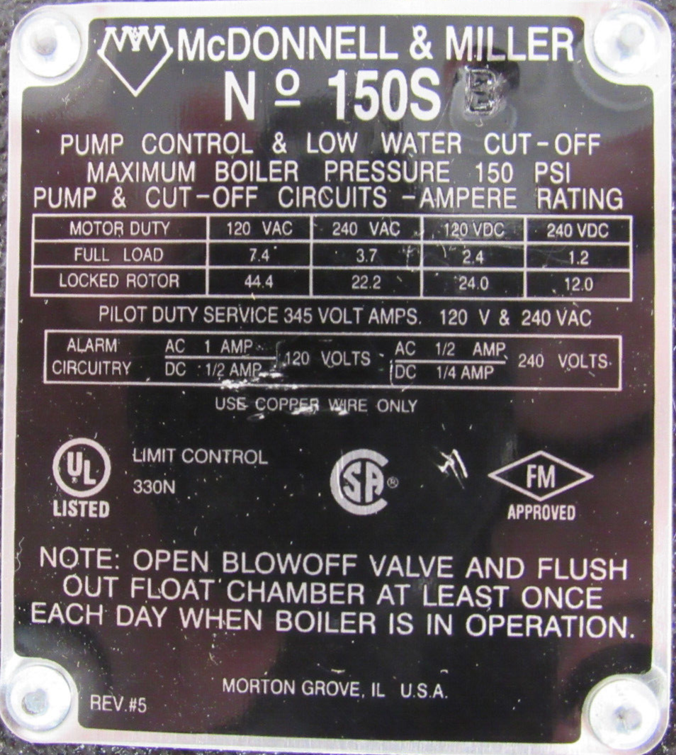 NEW MCDONNELL & MILLER 150SB LEVEL CONTROL 150SB SB Industrial