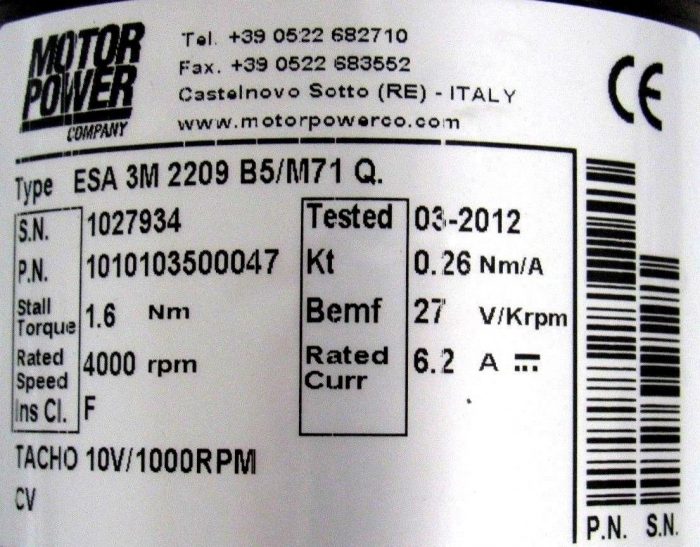 NEW MOTOR POWER ESA-3M-2209-B5/M71-Q SERVO MOTOR ESA3M2209B5M71Q 1010103500047 - Image 4