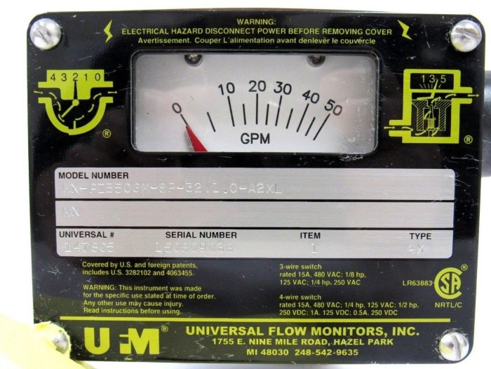 NEW UNIVERSAL FLOW MONITORS MX-PIB50GM-8P-32V1.0-A2XL FLOW METER 147805 - Image 4