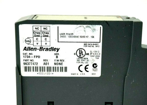 USED ALLEN BRADLEY 1734-FPD DISTRIBUTOR MODULE SER.B REV.A01 96377472 1734FPD - Image 3
