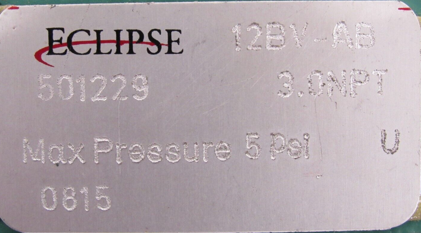 NEW ECLIPSE 12BV-AB BUTTERFLY VALVE 3" WITH MOUNTING BRACKET 501229 12BVAB - Image 4