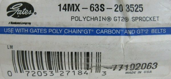 NEW GATES 14MX-63S-203525 POLYCHAIN GT2 SPROCKET 14MX63S203525 77192063 - Image 3