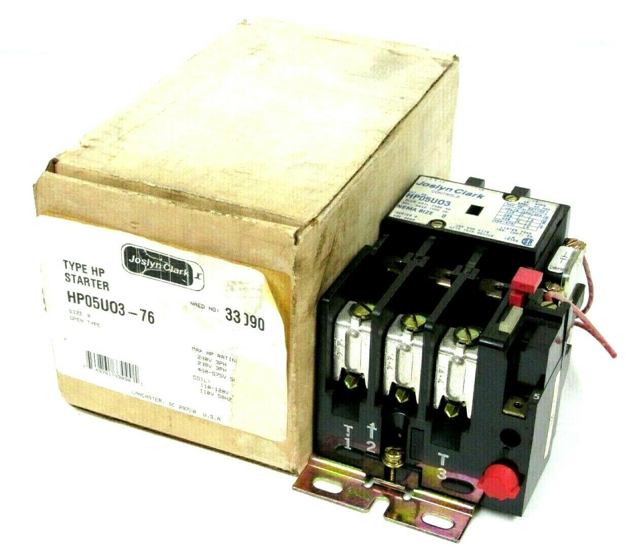 NEW JOSLYN CLARK HP05U03-76 HP 120V STARTER HP05U0376