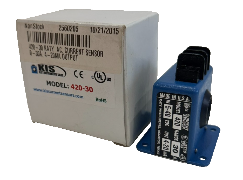 NEW KATY INSTRUMENTS 420-30 CURRENT SENSOR 0-30A,4-20MA OUTPUT 42030