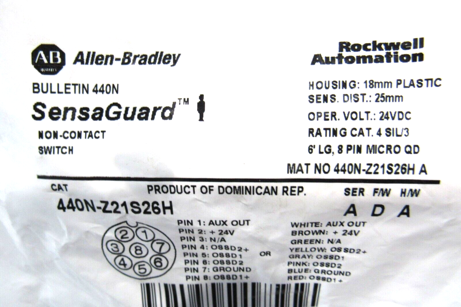 ALLEN BRADLEY 440N-Z21S26H NON-CONTACT SWITCH 440NZ21S26H NEW SURPLUS - Image 4