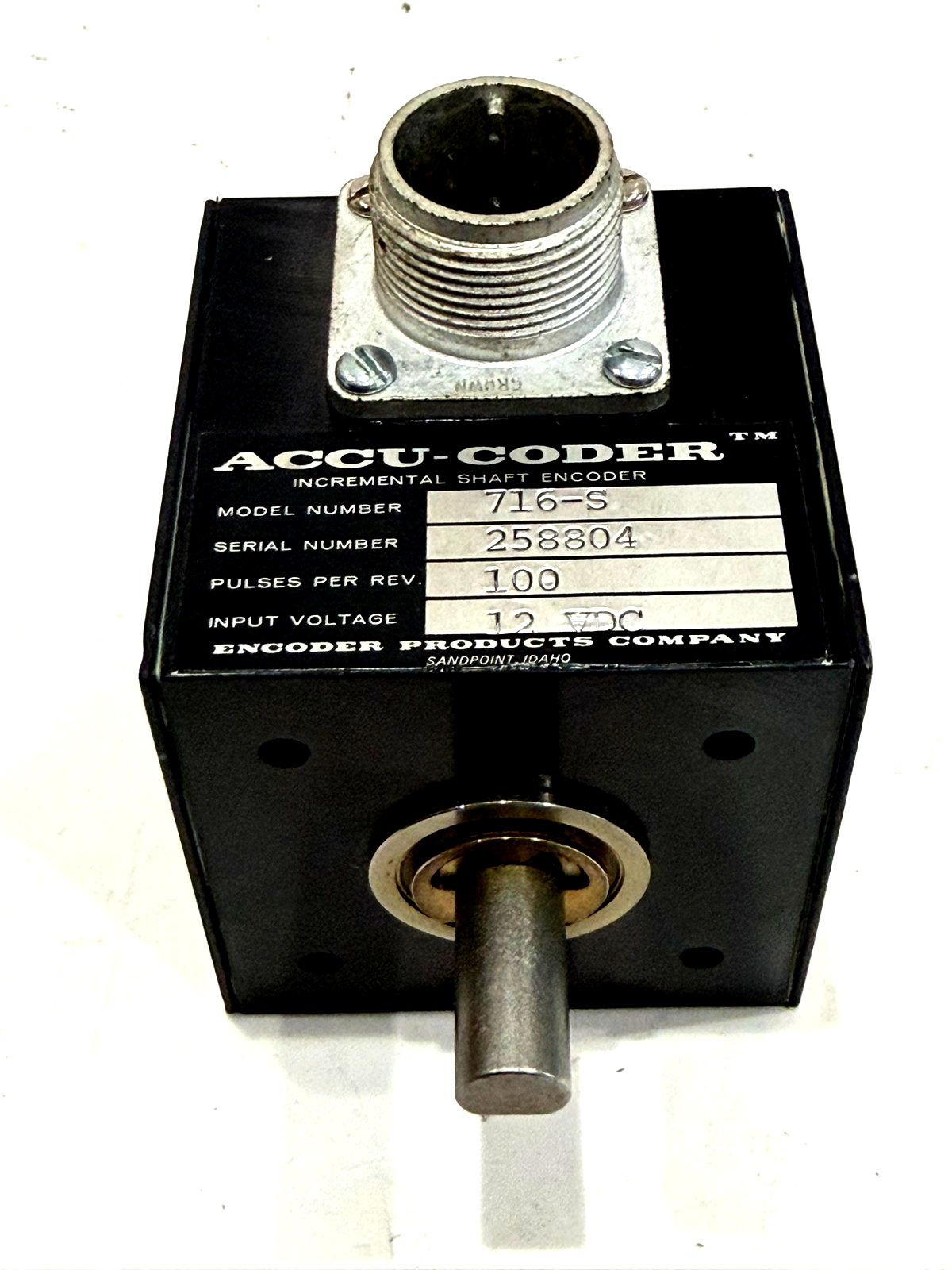 NEW ACCU-CODER 716-S INCREMENTAL SHAFT ENCODER 12VDC 100 CYCLES PER REV ...