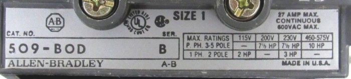 NEW ALLEN BRADLEY 509-BOD STARTER SIZE 1 509BOD SERIES B - Image 4