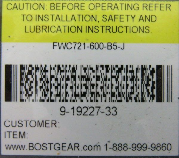 NEW BOSTON GEAR FWC721-600-B5-J GEAR REDUCER 700 SERIES 9-19227-33 FWC721600B5J - Image 7