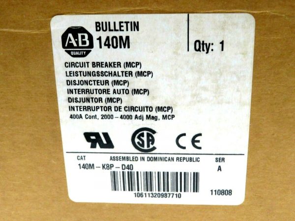 NEW ALLEN BRADLEY 140M-K8P-D40 CIRCUIT BREAKER 140M 400 AMP SERIES A 140MK8PD40 - Image 4