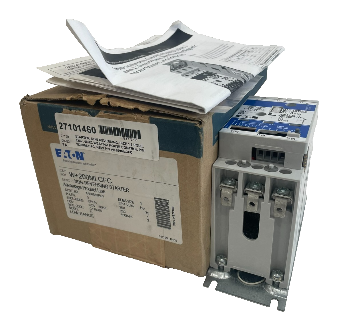NEW EATON W+200MLCFC NON REVERSING STARTER 120V 60HZ 1A96682R01