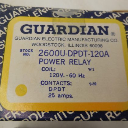 NEW GUARDIAN ELECTRIC  2600U-DPDT-120A POWER RELAY 2600UDPDT120A