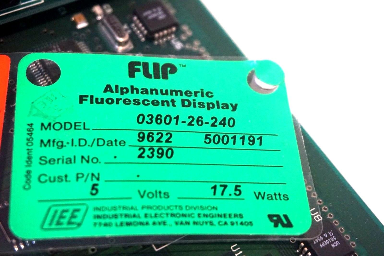 NEW IEE 03601-26-240 FLUORESCENT DISPLAY VACUUM 0360126240 - Image 4
