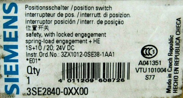 NEW SIEMENS 3SE2840-0XX00 INTERLOCK SWITCH 3SE28400XX00 - Image 5