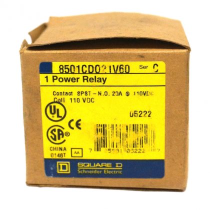 NEW SQUARE D 8501-CDO21-V60 POWER RELAY SER.C 8501CDO21V60