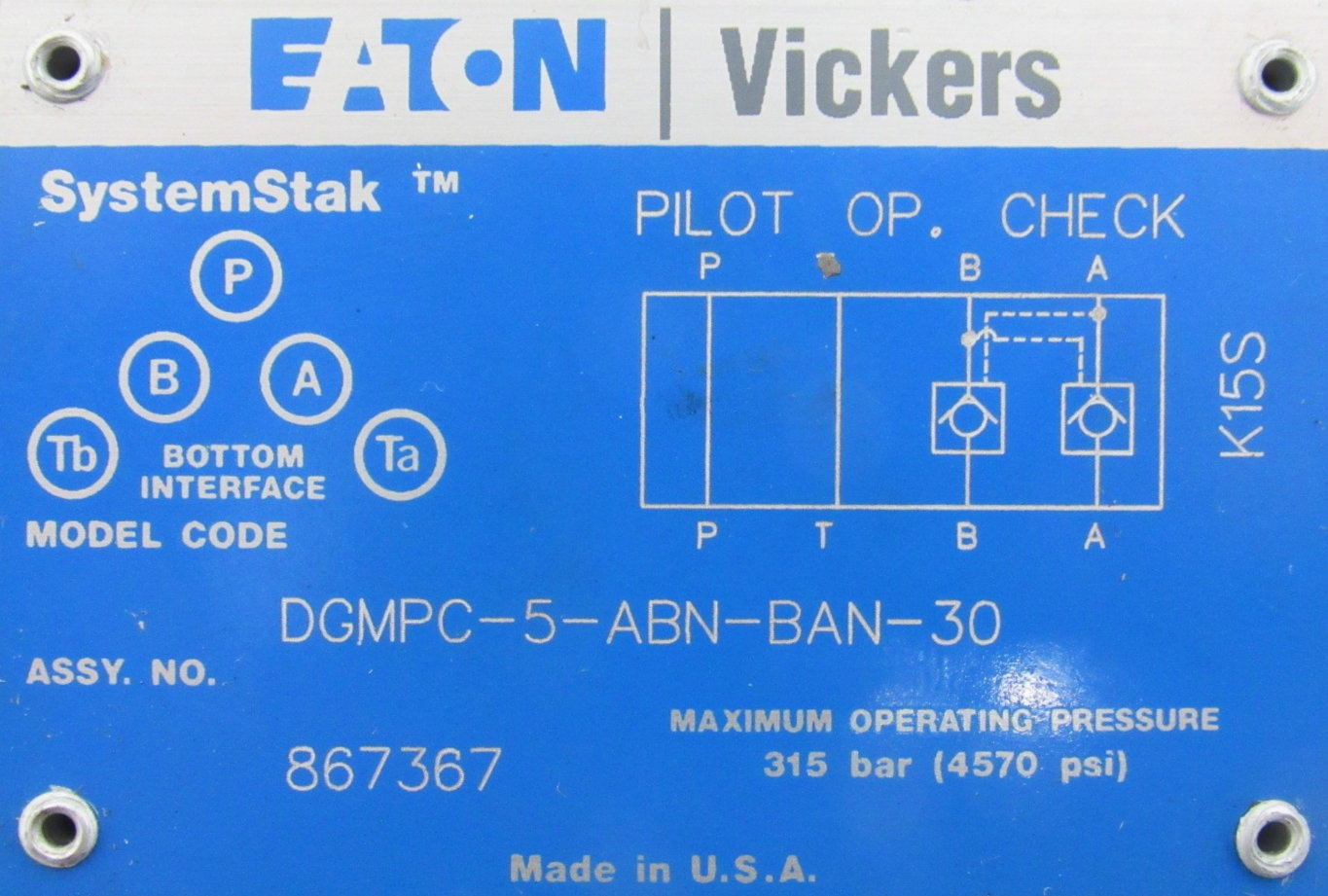 NEW VICKERS DGMPC-5-ABN-BAN-30 CHECK VALVE 867367 DGMPC5ABNBAN30 - SB ...