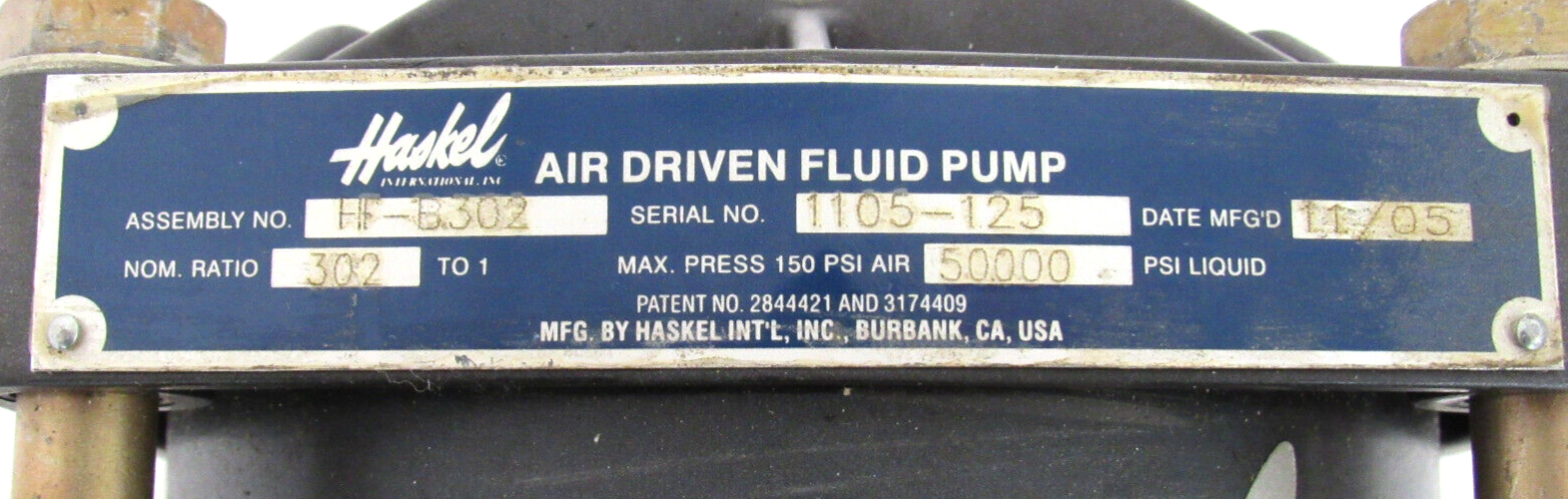REFURBISHED HASKEL HF-B302 AIR DRIVEN FLUID PUMP 302:1 HFB302 - Image 5