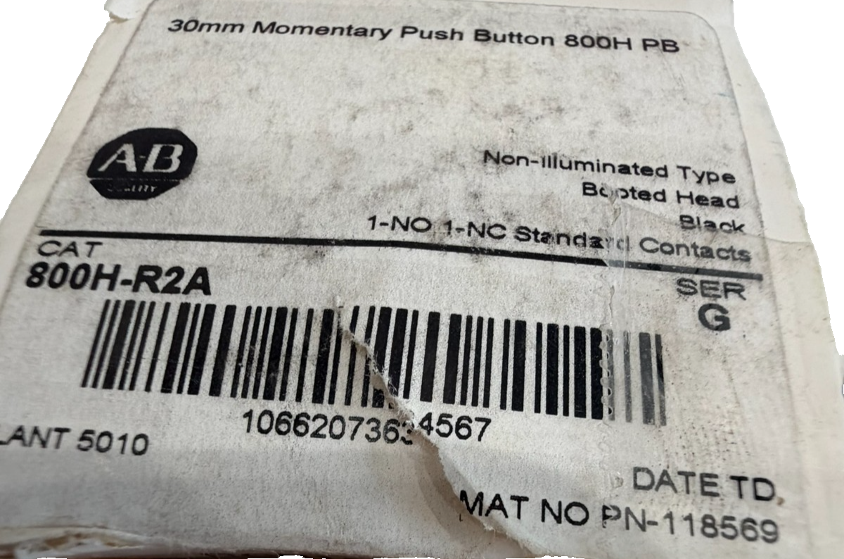 ALLEN BRADLEY 800H-R2A MOMENTARY PUSH BUTTON SER. G 800HR2A NEW, SURPLUS - Image 5