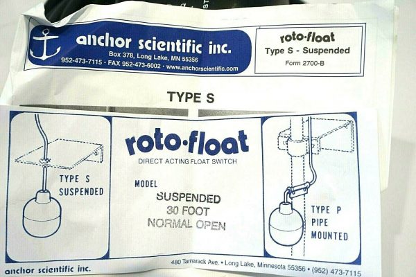 NEW ANCHOR SCIENTIFIC ROTO-FLOAT TYPE S FLOAT SWITCH 2700-B 30' - Image 3