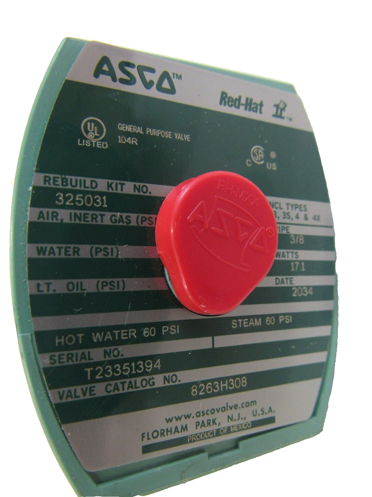 NEW ASCO 8263H308 SOLENOID VALVE 120/60 110/50 - Image 4