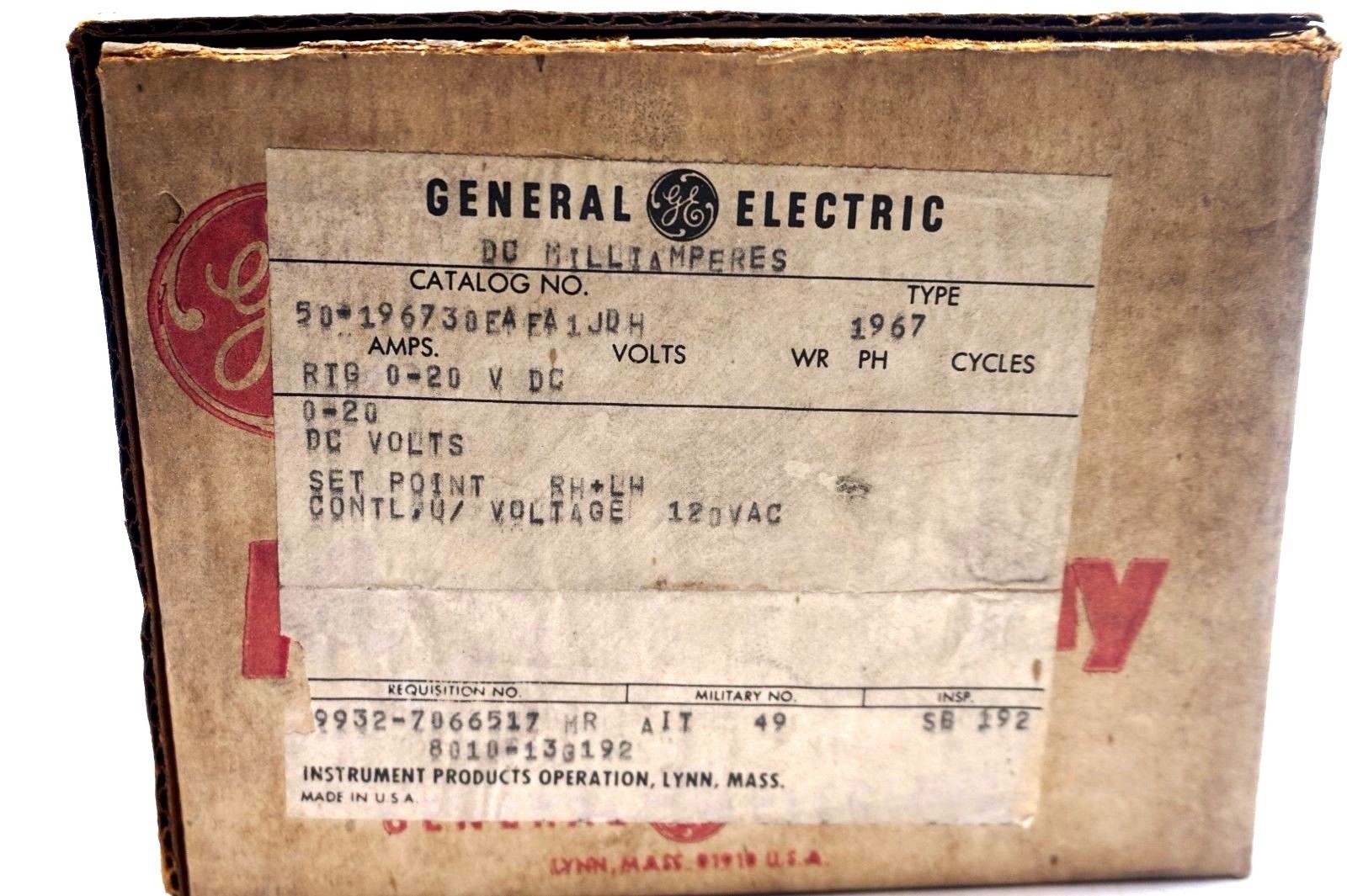 NEW GENERAL ELECTRIC TYPE 1967 METER RELAY D-1255K16 - Image 4