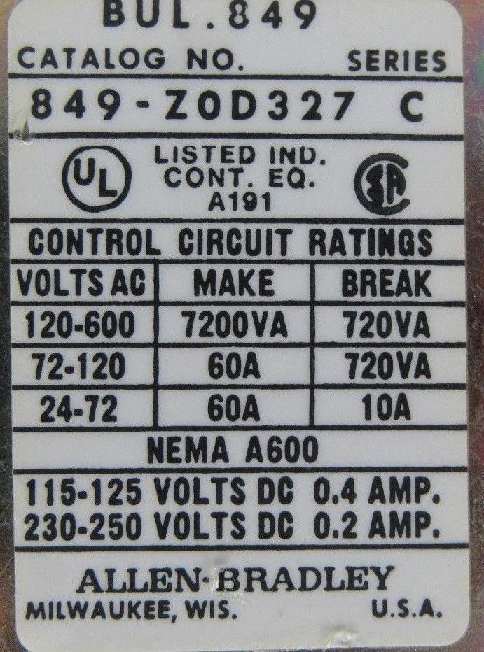 NEW ALLEN BRADLEY 849-Z0D327 PNEUMATIC TIMING RELAY 849Z0D327 SERIES C - Image 5