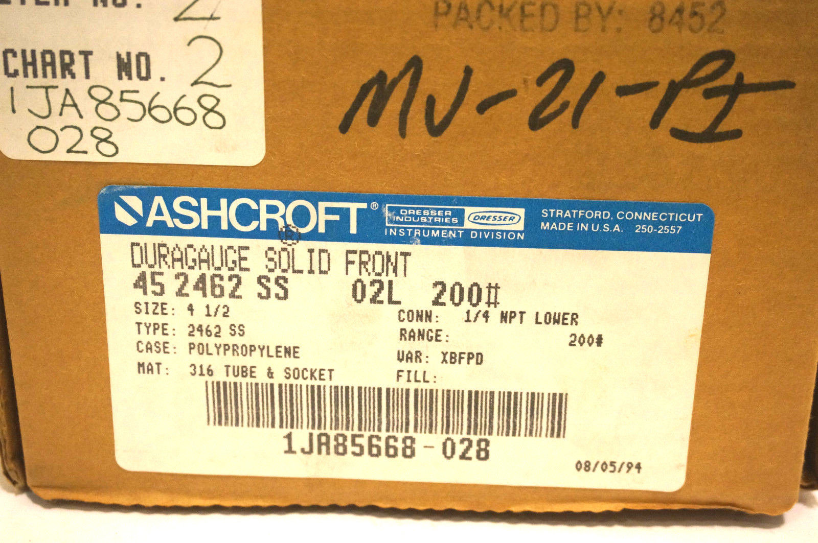 NEW ASHCROFT 45-2462-SS-04L-200 DURAGAUGE 452462SS04L200 - Image 4