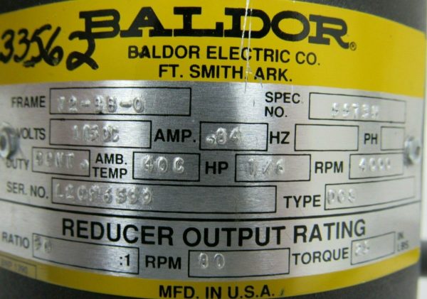 NEW BALDOR 5573H GEAR MOTOR 115VDC FRAME 72-88-0 1/6HP 50:1 - Image 4