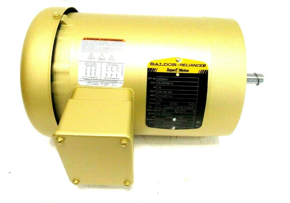 NEW BALDOR VEM3542 MOTOR 3/4HP 208-230/460V 1750RPM 5/8" DIA. - Image 3