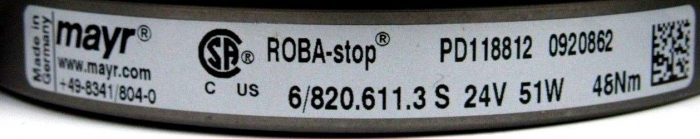 NEW MAYR 6/820.611.3S ROBA STOP BRAKE 24V 51W PD118812 0920862 68206113S 48NM - Image 4