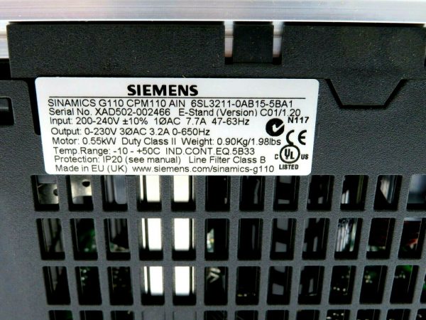 NEW SIEMENS 6SL3-211-0AB15-5BA1 SIMAMICS G110 6SL32110AB155BA1 - Image 3