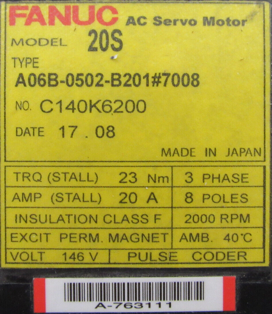 REFURBISHED FANUC A06B-0502-B201#7008 SERVO MOTOR A06B0502B201 7008 - Image 4