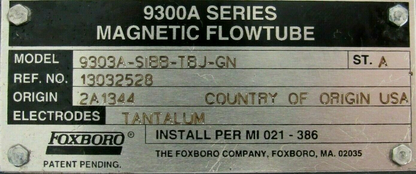 USED FOXBORO 9303A-SIBB-TBJ-GN MAGNETIC FLOWTUBE 9303ASIBBTBJGN - Image 4