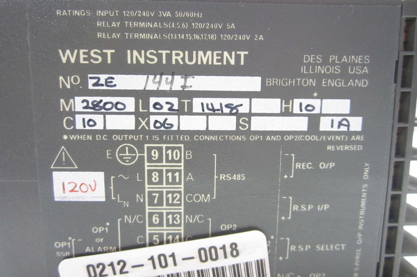 WEST INSTRUMENTS M2800 TEMPERATURE CONTROL WEST 2800 - SB Industrial ...