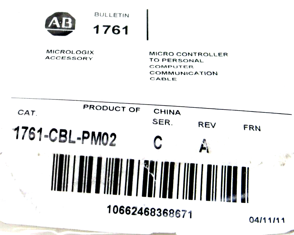 ALLEN BRADLEY 1761-CBL-PM02 MICROLOGIX CABLE SER.C 1761CBLPM02 NEW , SURPLUS - Image 3