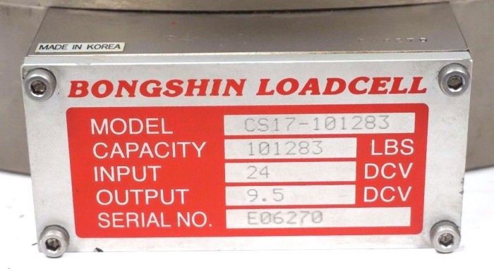 NEW BONGSHIN CS17-101283 LOADCELL 101283 LBS. 24DCV - Image 3