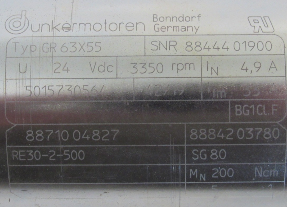 NEW DUNKERMOTOREN GR63X55 GEARMOTOR 8844401900 RE30-2-500 24VDC - Image 4