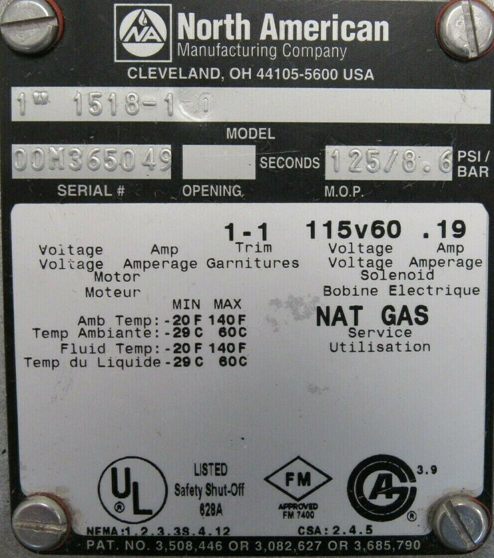 NEW NORTH AMERICAN 1518-1 NATURAL GAS SHUTOFF VALVE 1" 15181 - Image 5